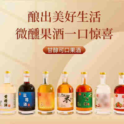 果酒组合低甜度女生微醺酒水果发酵微醺果味新鲜果酒500ml瓶装