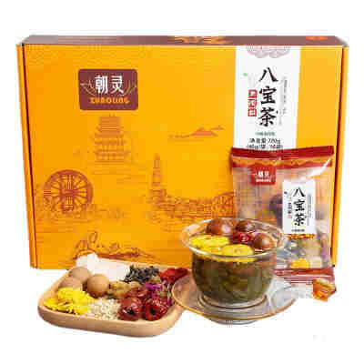 朝灵甘肃兰州特产三泡台盖碗茶菊花玫瑰枸杞三炮台盒装720八宝茶